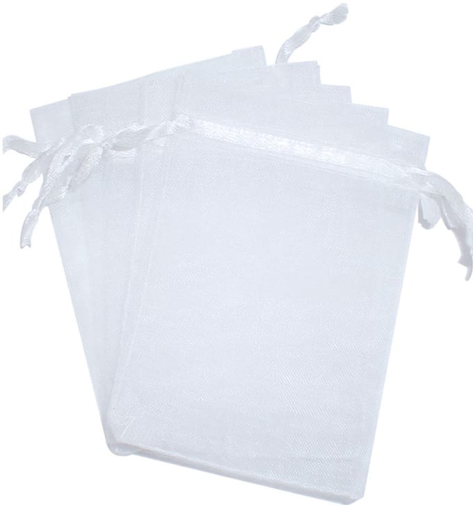 Go Go Gadget - Geschenkzakjes met trekkoord - Organza - Bruiloft - 1 set bevat 100 stuks - 7x9cm - Wit
