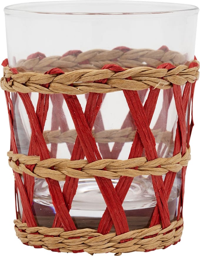 Zes glazen lacis rood - Cote Table - Waterglas helder met afneembare houder