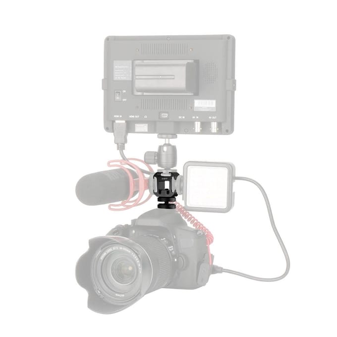 On-Camera Mount Adapter 3 Cold Shoe Mount Adapter voor DSLR-camera voor LED-videolicht Microfoonmonitor zwart