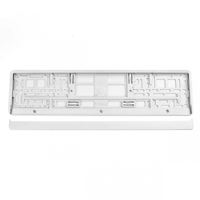 Cadre de plaque d'immatriculation, blanc métallique AMIO-71780BI