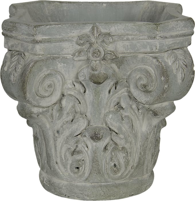 Clayre & Eef Bloempot 17x17x16 cm Grijs Groen Steen