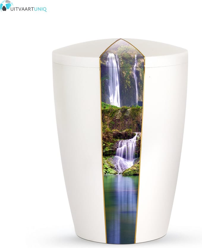Urn wit parlemoer waterval - bio