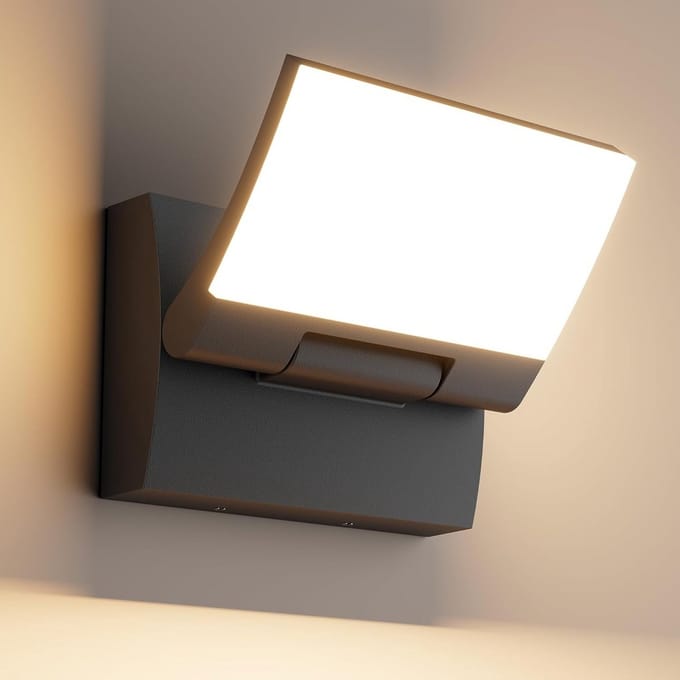 30W Draaibare LED Buitenwandlamp Zwart IP65 - 2000LM Warm Wit Verlichting