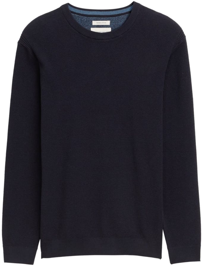 Tom Tailor - Gebreide trui van katoen - Maat L - Knitted Navy Melange