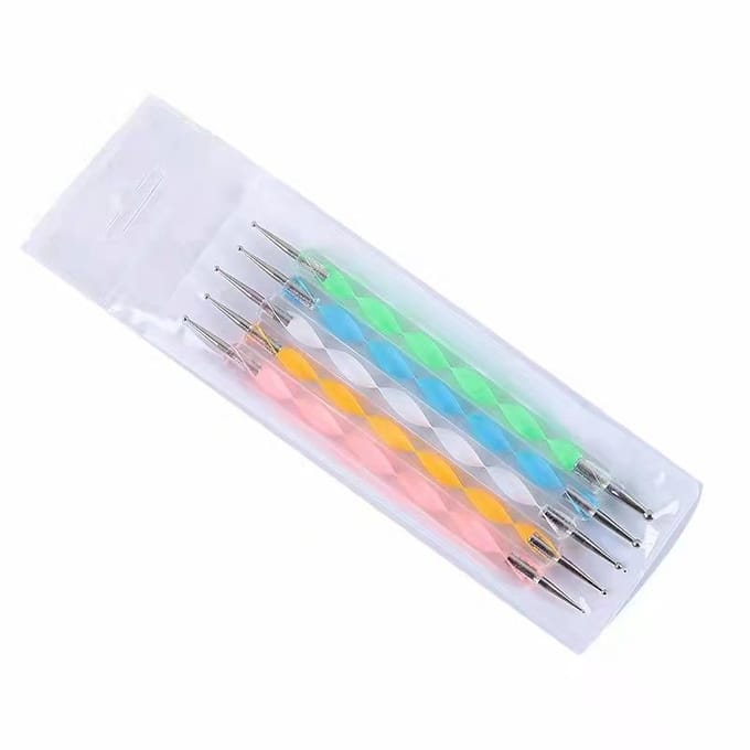 5PCS Dotting Tools Set voor Nail Art, Embossing Stylus voor Schilderen white