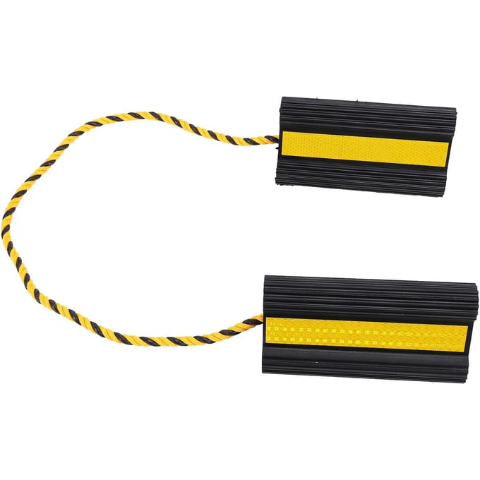 1 Paar Zware Wielkeggen Zwart Rubber Wielstopper met Nylon Touw en Gele Reflectie black