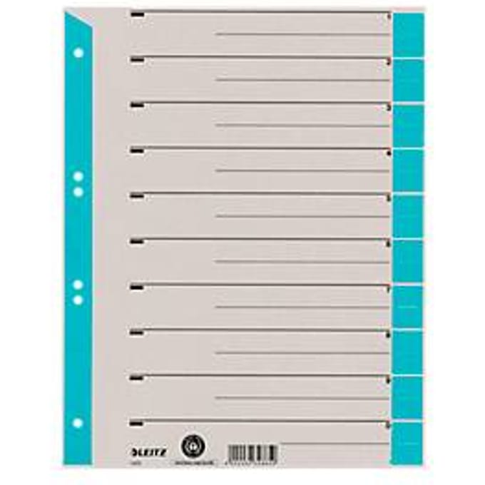 LEITZ® scheidingsbladen A4 1652, gebruik naar eigen inzicht, 100 stuks, lichtblauw