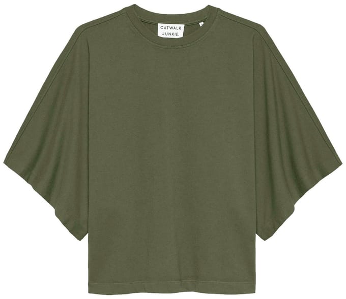 Catwalk Junkie dames O-hals batsleeve shirt loose fit groen