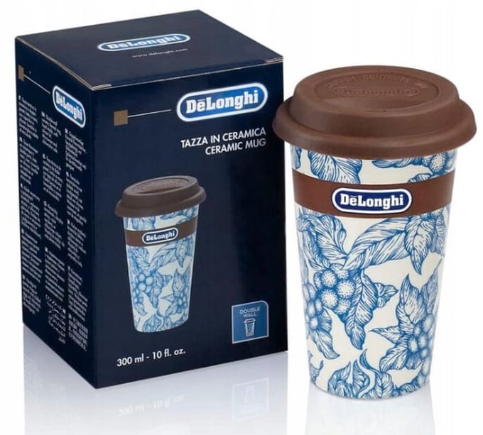 DeLonghi Keramische Thermobeker 300ml DLSC064 - Blauw Bloemendessin