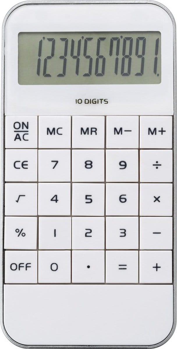 Bureau rekenmachine - wit - 12 x 6 cm - Kantoor calculator - Bureaurekenmachine - Kantoor benodigdheden