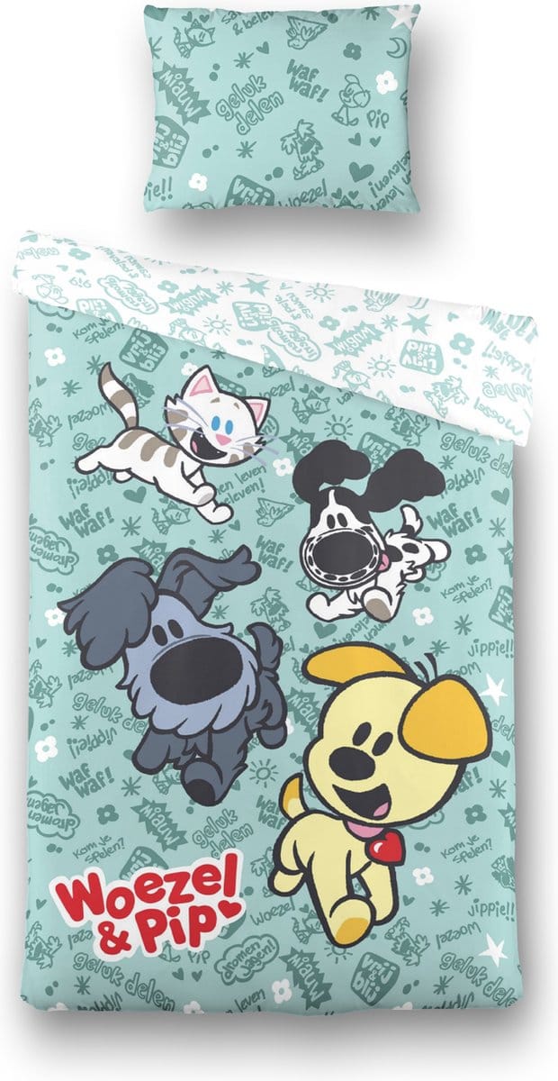 Woezel & Pip Dekbedovertrek Spelen 140 x 200 cm + 1 kussensloop 60 x 70 cm - Katoen
