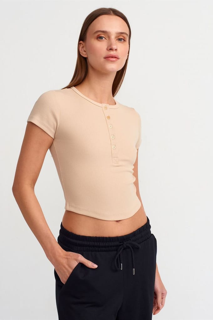 Dames Korte Slim-fit Crew Neck T-shirt