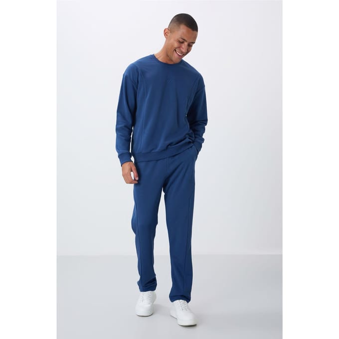 Heren Katoen-Polyester Fleece Sweater en Broek Set