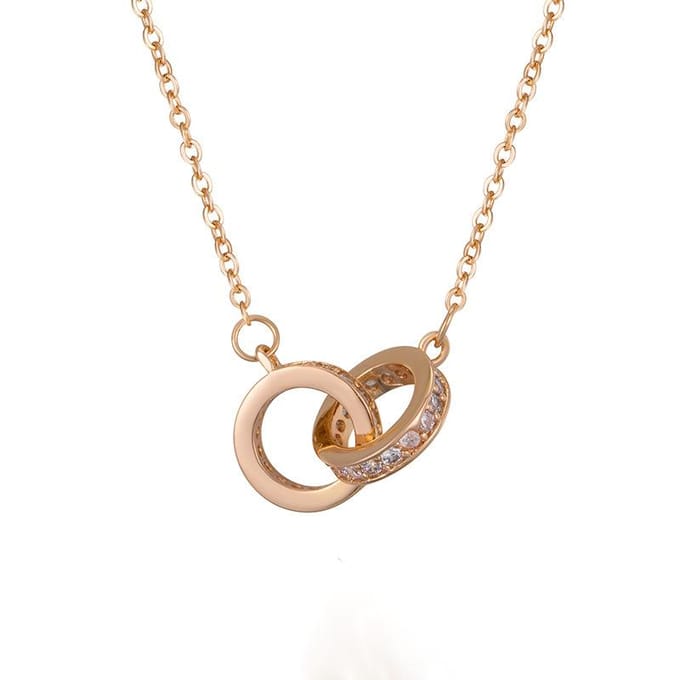 Dubbele Ring Ketting Dames Niche Design Mode Persoonlijkheid Wilde Sleutelbeenketting beige