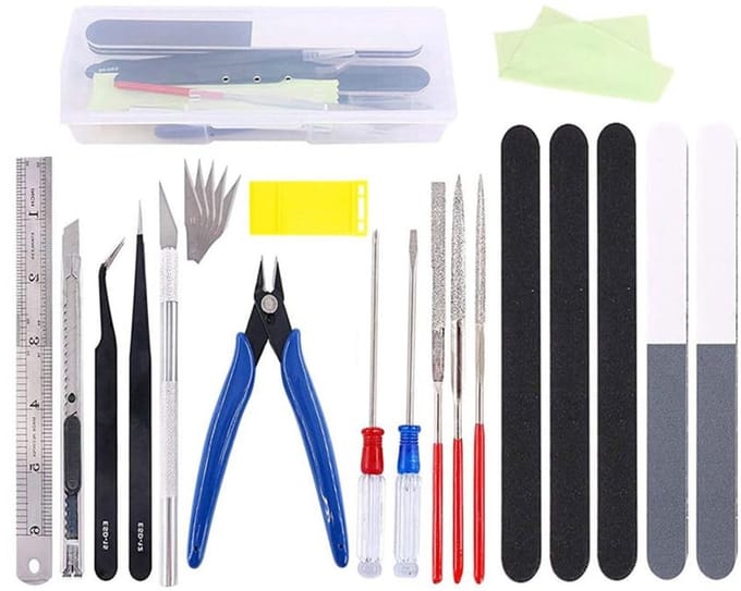 Complete 3D Printer Tool Set met 23 Stukken, Inclusief Nozzle Verwijdering, Model Afwerking en Accessoires zoals Pincet en Sleutel