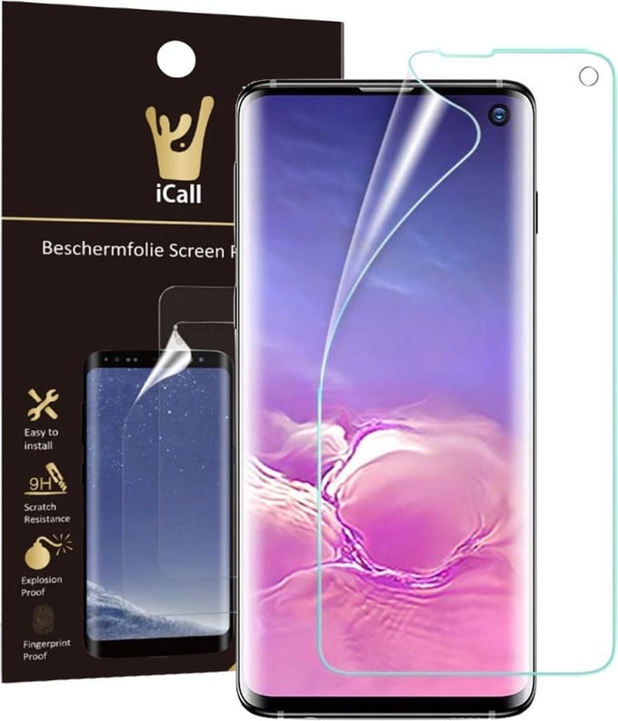Screenprotector geschikt voor Samsung Galaxy S10e | Glas PET Folie Screen Protector Transparant iCall | Full-Screen