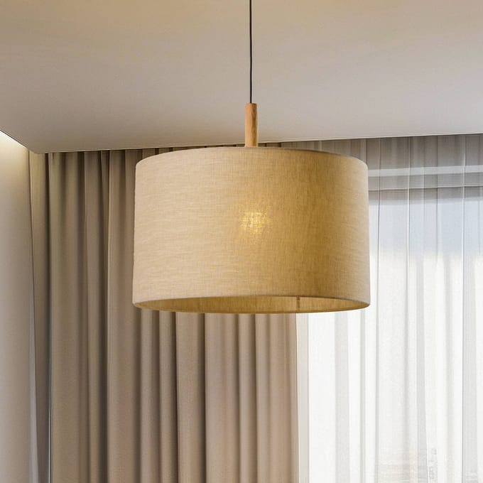TK Lighting Hanglamp Deva Nature, 1-lamp, textiel kap