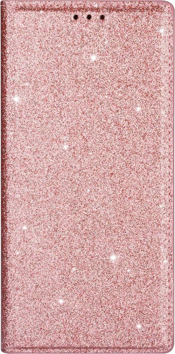 Hoesje geschikt voor iPhone 11 - Bookcase - Pasjeshouder - Portemonnee - Glitter - TPU - Rose Goud