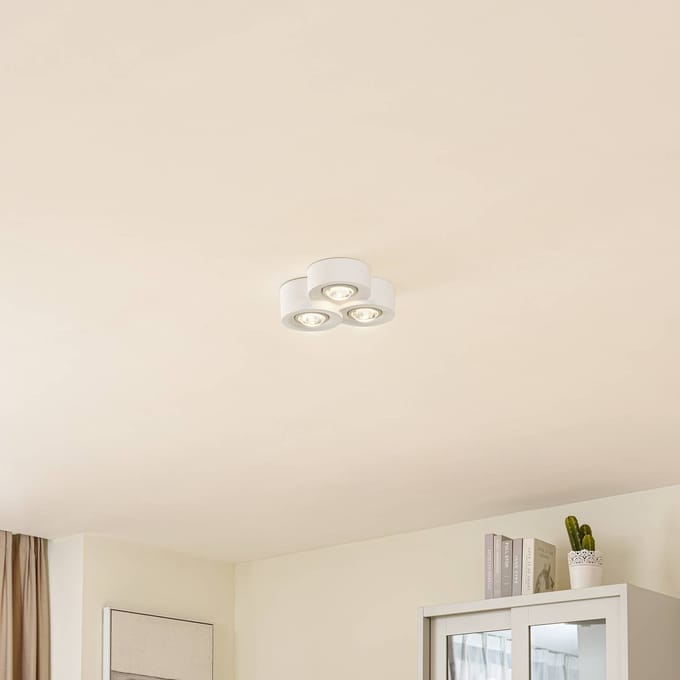 Lindby - plafondlamp - 3lichts - Gips - H: 7.3 cm - GX53 - wit