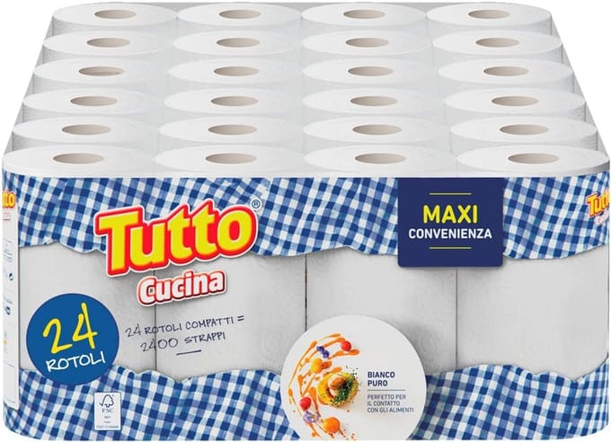 24 Maxi papierrollen - 2-laags, extra absorberend en super duurzaam voor keuken en schoonmaak