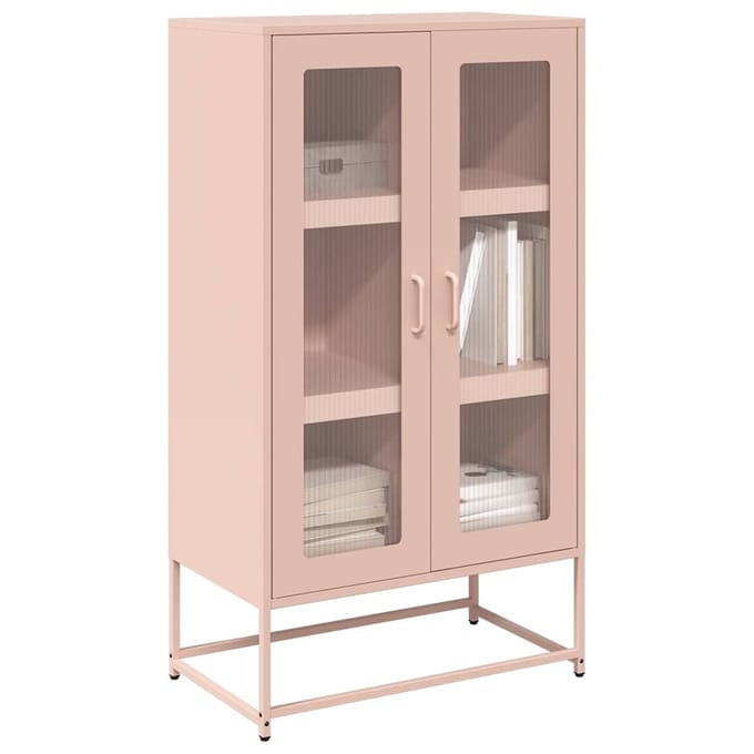 vidaXL - Hoge - kast - 68x39x123 - cm - staal - roze