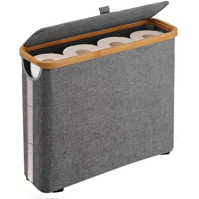 Panier de Rangement pour Papier Toilette de Salle de Bain et Porte-Accessoires grise