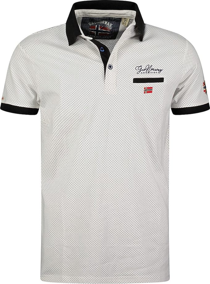 Geographical Norway Denim Polo Met Stip Motief Kingdom Wit - S