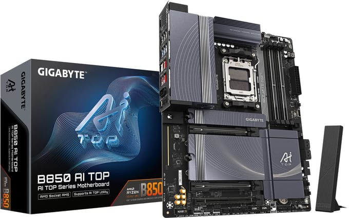 Gigabyte B850 AI TOP - Moederbord - ATX - Socket AM5 - AMD B850 - DDR5 - Realtek ALC1220-VB - Wi-Fi 7 - 10 Gigabit Ethernet