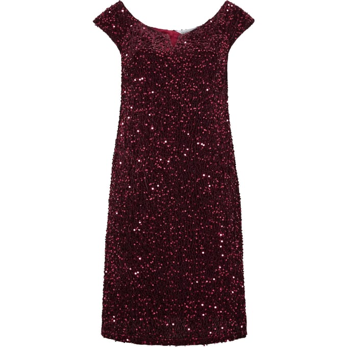 Yours London Rode Fluwelen Jurk Met Pailletten Size 44