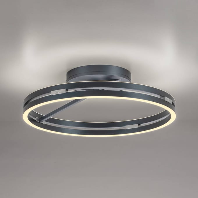 PURE LED plafondlamp Loop, grijs, metaal, Ø 60 cm, CCT