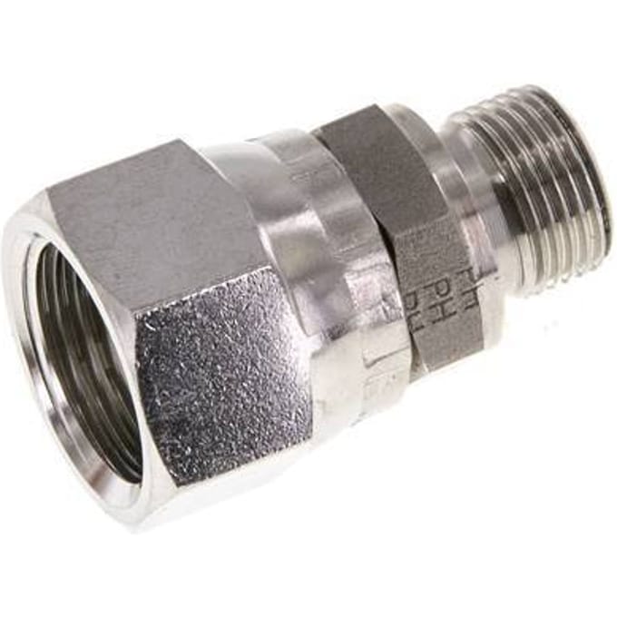 JIC  Verloopnippel UNF 7/8''-14 Binnendraad X G3/8'' Buitendraad Verstelbaar RVS 210bar