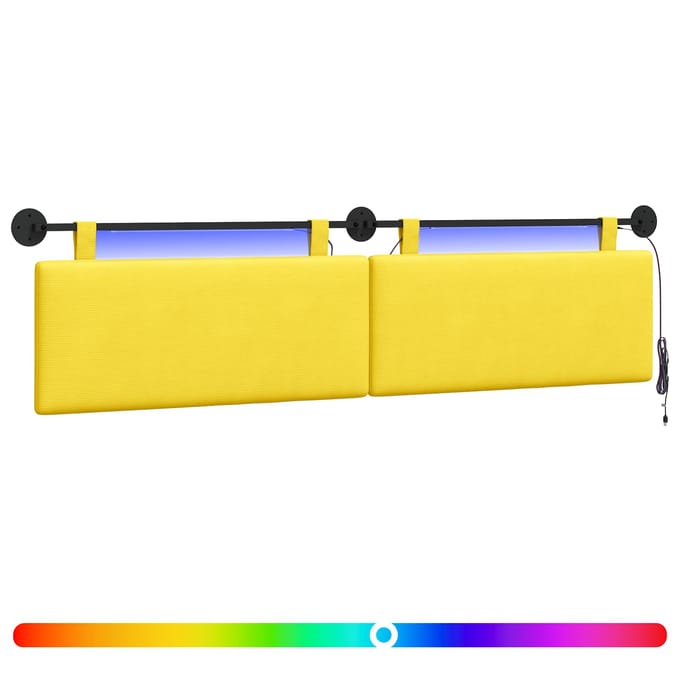 vidaXL - Hangend - hoofdbord - Licht - Geel - Corduroy - stof