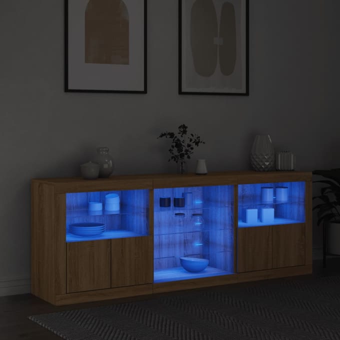 vidaXL - Dressoir - met - LED-verlichting - 181,5x37x67 - cm - sonoma - eikenkleurig