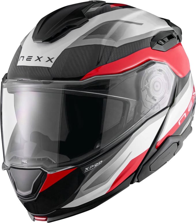 Nexx X.Lifetour Pro Mile Carbon Wit Rood Systeemhelm - Helm