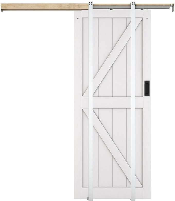 Vente-unique Schuifdeur met klamplaagsysteem in hout en MDF - Wit - H205 x L83 cm - NEFARA