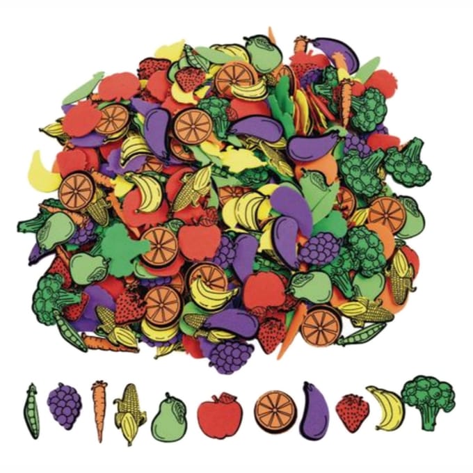 Colorations foam stickers groenten en fruit - creatieve knutselset 500 stuks.