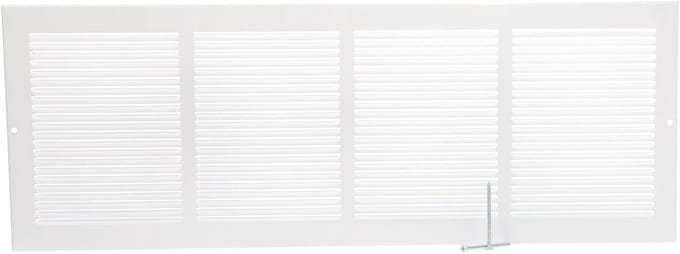 Witte Stalen Plint Retourgrill voor Ventilatieopening 24x8 Inch