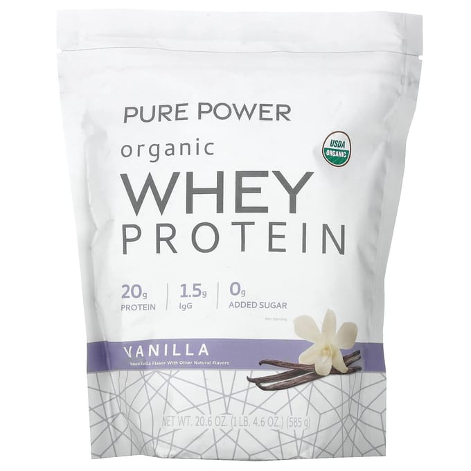 Dr. Mercola Pure Power biologische wei-eiwit, vanille, 570 gram (585 gr)