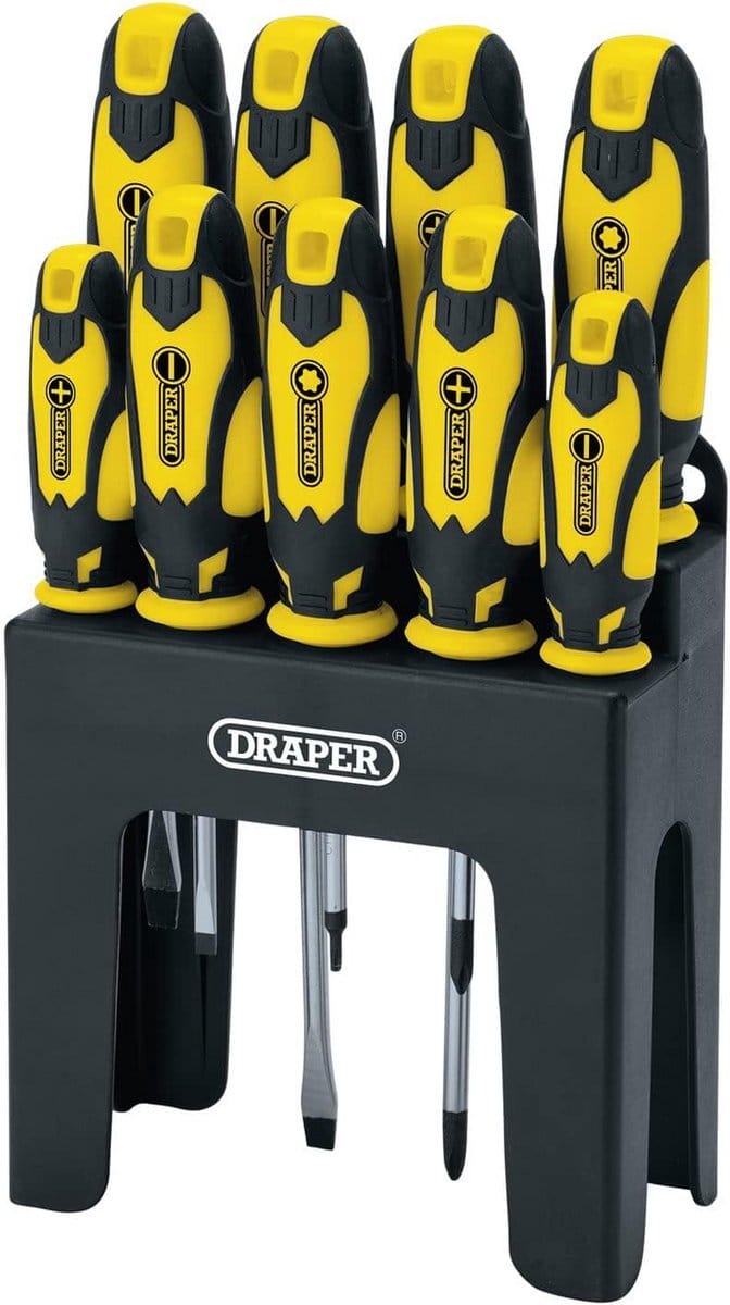 Schroevendraaier Set Soft Grip Gereedschap 9 Stuks met Standaard