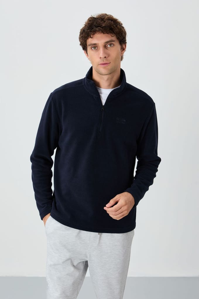 Mannen Pluche Half-Zip Sweatshirt