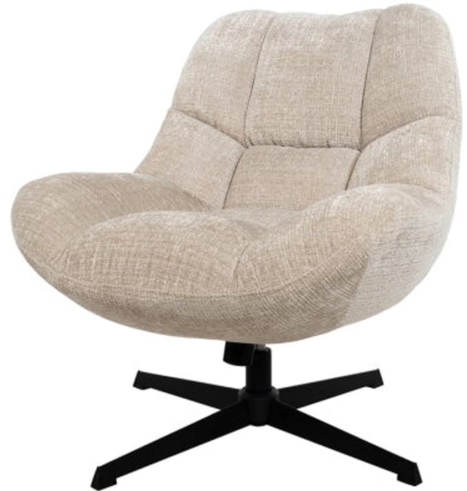 Draaifauteuil Chuck 360 - schommel effect - stof cremona 02 natural - relaxfauteuil - 77x80x86 cm