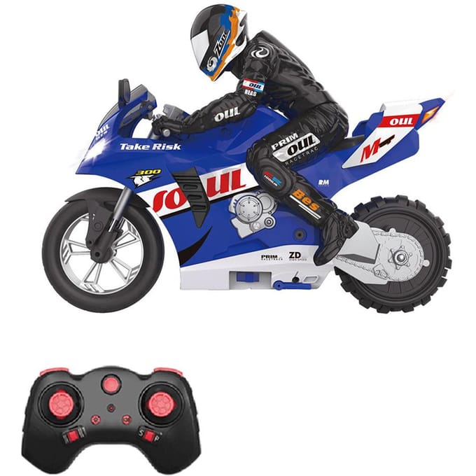 Moto cascadeuse télécommandée auto-équilibrage moto cascadeuse 1/6 2.4G moto télécommandée 1 battery bleu