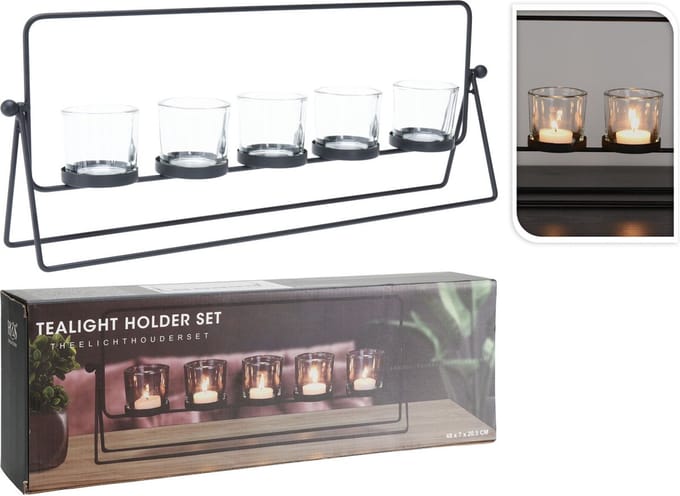 Wiljan - Theelichthouder - Metaal voor 5 kaarsen - Tealight holder set