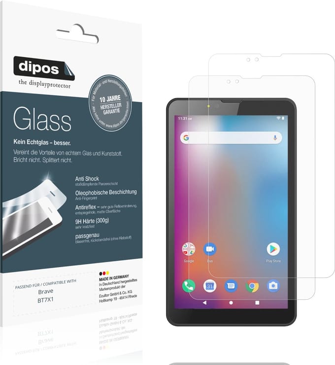 dipos – 2x Matte Pantserfolie geschikt voor Brave BT7X1 | 9H Screenprotector