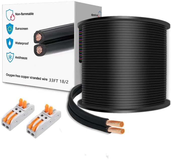 Verlichtingskabel - Tuinkabel - Buitenverlichting - IP69 Waterdicht - 10 meter - Zwart