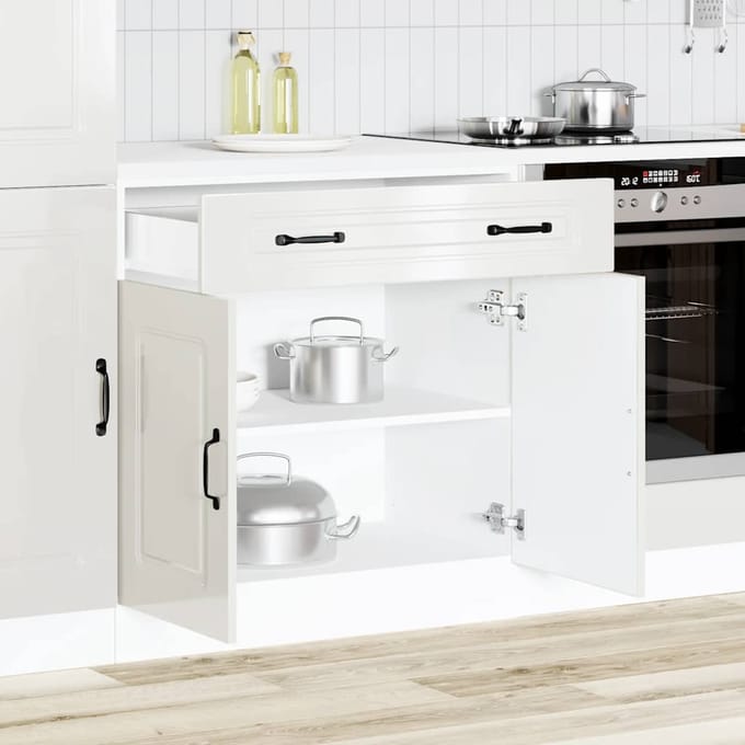 vidaXL - Onderkast - Kalmar - bewerkt - hout - hoogglans - wit