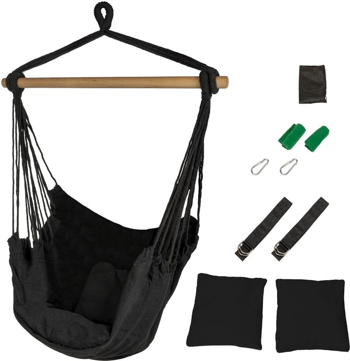 ib style Kalea Hangstoel - Hangnest - Binnen en buiten - 2 Kussen - Zwart