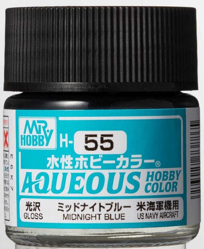 Gunze H-055 - Midnight Blue Glanzend - Mr. Hobby Aqueous Modelbouwverf 10ml