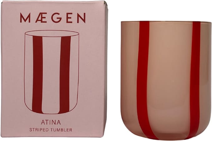 Maegen Drinkglas Strepen Roze Rood Atina