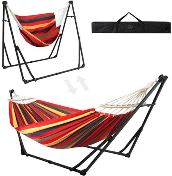 Hangmat met inklapbare standaard voor binnen en buiten, camping en tuin